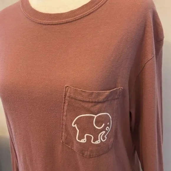 Ivory Ella mauve long sleeve elephant tee shirt Size S EUC - Picture 6 of 6